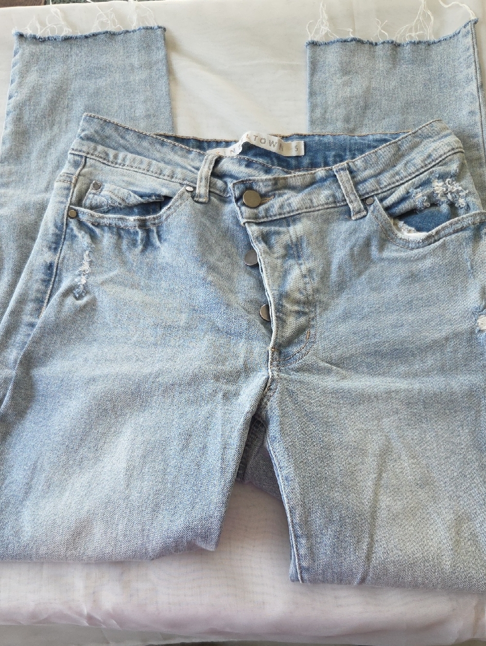 Tinseltown Light Blue High-Rise Button-Fly Jeans